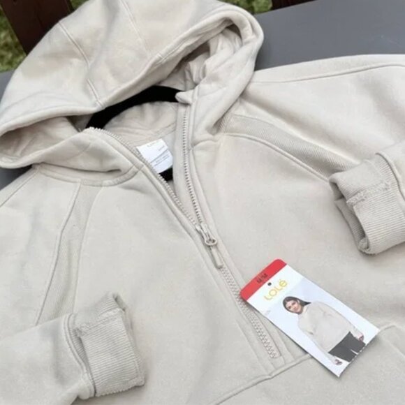 NWT LOLE size medium half zip hoodie with kangaroo pocket FENNEL neck with hood - Picture 8 of 8